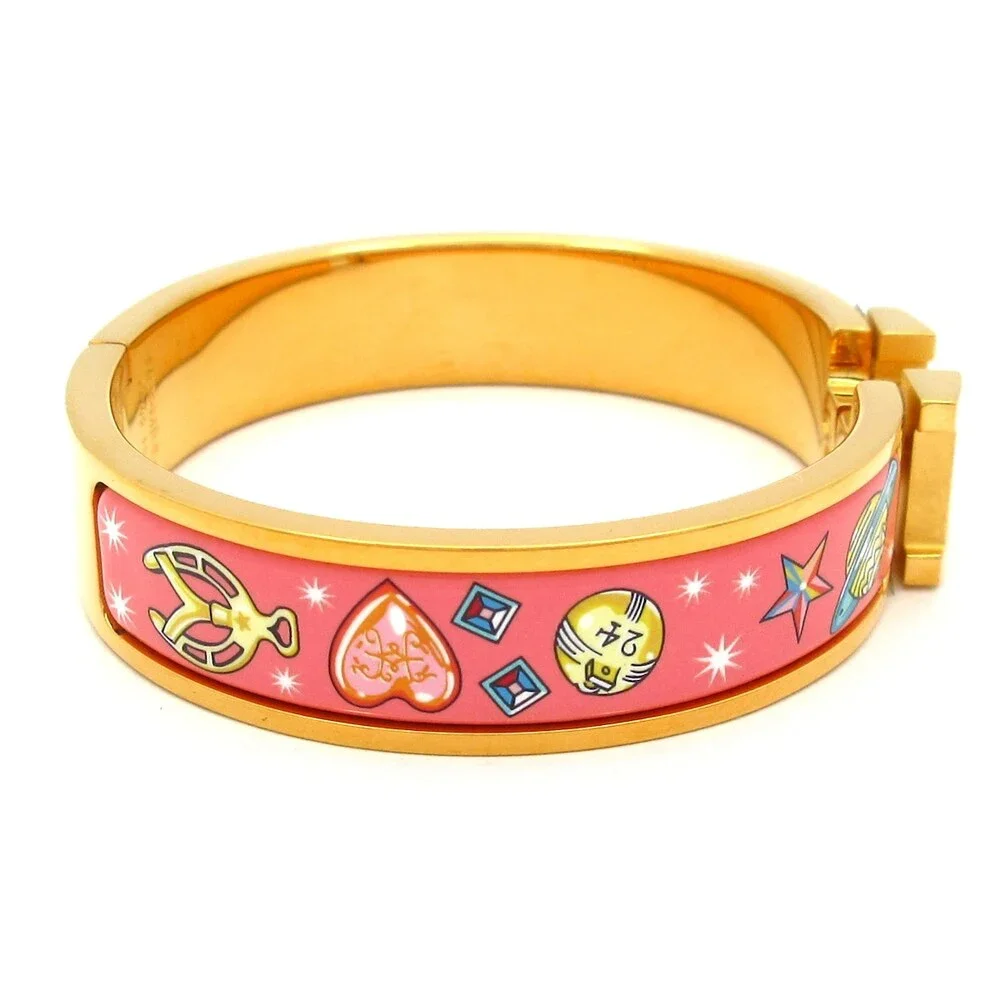Hermès Clic H Bangle Gold Pink Multi